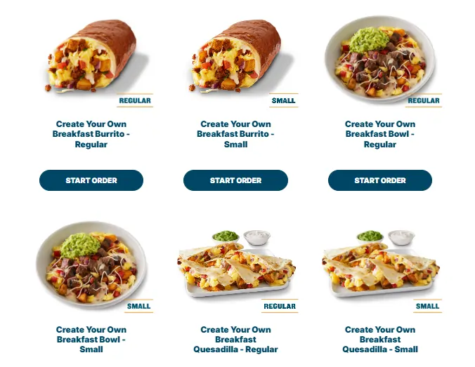 Qdoba Breakfast Menu (Until 10:30 am)