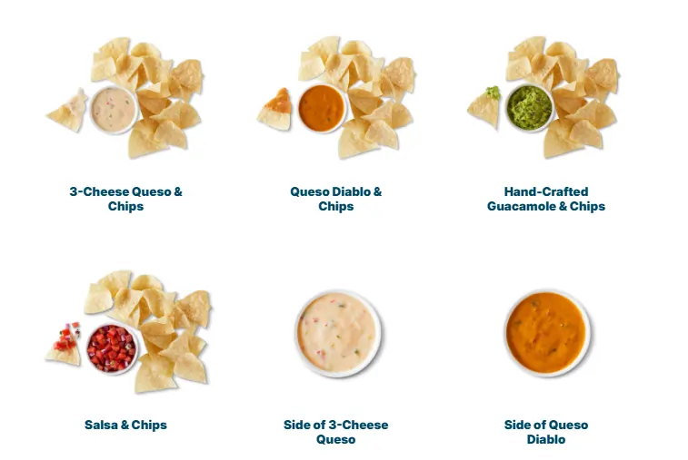 Qdoba Chips, Dips & Sides menu