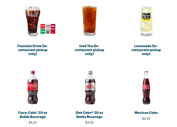 Qdoba Drinks menu