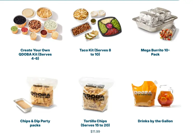 Qdoba Groups & Parties menu