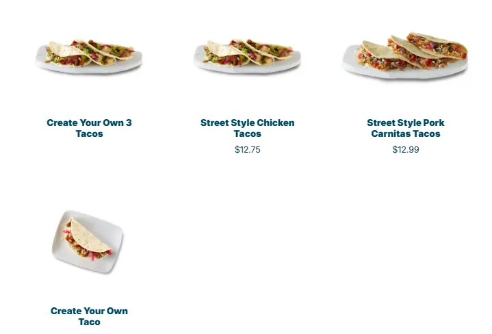 Qdoba Tacos menu